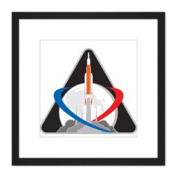 Artery8 Space NASA Artemis 1 Exploration Mission Emblem Badge Patch 8X8 Inch Square Wooden Framed Wall Art Print Picture with Mount in Black - thumbnail 1