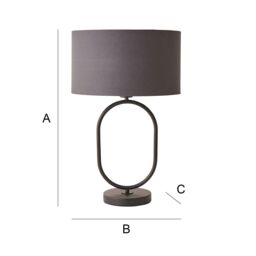 ValueLights Antonia Fabric Drum Lamp Shade Matte Black Oval Table Lamp with Bulb in Charcoal - thumbnail 7