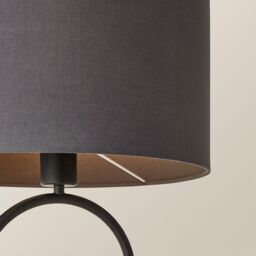 ValueLights Antonia Fabric Drum Lamp Shade Matte Black Oval Table Lamp with Bulb in Charcoal - thumbnail 4