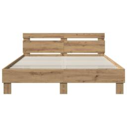 Berkfield Home Bed Frame Artisan Oak 135 x 190 cm Engineered Wood in Brown - thumbnail 4