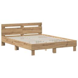 Berkfield Home Bed Frame Artisan Oak 135 x 190 cm Engineered Wood in Brown - thumbnail 3