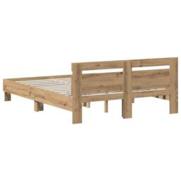 Berkfield Home Bed Frame Artisan Oak 135 x 190 cm Engineered Wood in Brown - thumbnail 6