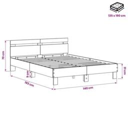 Berkfield Home Bed Frame Artisan Oak 135 x 190 cm Engineered Wood in Brown - thumbnail 9