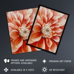 Artery8 Pink Dahlia Flower Close Up Petals Painting Framed Art Print - Size: A4 - thumbnail 2