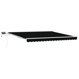 Berkfield Home Manual Retractable Awning with LED Black 400x300 cm - thumbnail 2