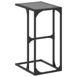 Berkfield Home Side Table with Black Glass 40x30x61.5 cm Steel - thumbnail 3