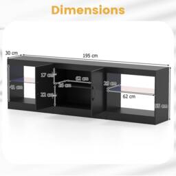 "Costway Modular TV Stand for 85"" TVs 3-in-1 Entertainment Center w/LED Lights in Black" - thumbnail 9