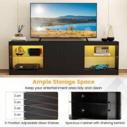 "Costway Modular TV Stand for 85"" TVs 3-in-1 Entertainment Center w/LED Lights in Black" - thumbnail 4