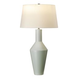 Loops Table Lamp Matt Finished Pale Sage Green Ivory Cylinder Shade LED E27 60W - thumbnail 1