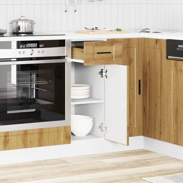 Berkfield Home Kitchen Base Cabinet¬†Porto Artisan Oak Engineered Wood in Brown - image 1