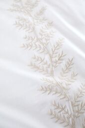 Bianca 'Embroidery Leaf ' 180 Thread Count Cotton Duvet Cover Set in Natural - Size: King - thumbnail 3