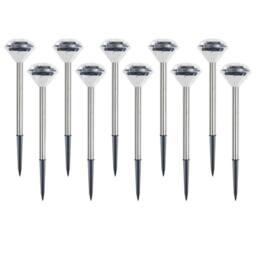 SPETLEK 10X Solar Powered Garden LED Diamond Stake Lights Patio Lawn Pathway in Clear - thumbnail 2