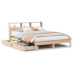 Berkfield Home Bookcase Bed without Mattress 120x190 cm Small Double Solid Wood Pine in Brown - thumbnail 2