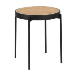 Angel Cerda Round Rattan Side Table Black MDF Top - thumbnail 1