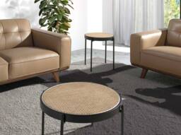 Angel Cerda Round Rattan Side Table Black MDF Top - thumbnail 3