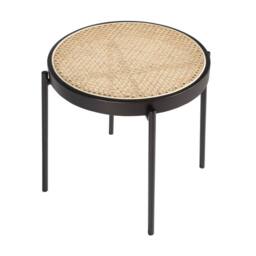Angel Cerda Round Rattan Side Table Black MDF Top - thumbnail 6