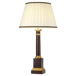 Loops Table Lamp Ivory with Black & Gold trim Shade Oxblood LED E27 60w Bulb - thumbnail 1