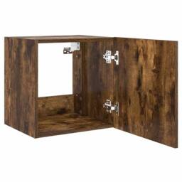 Berkfield Home TV Wall Cabinet with LED Lights Smoked Oak 40.5x35x40 cm in Brown - thumbnail 8