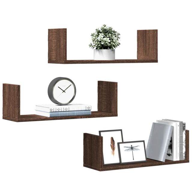 Berkfield Home Wall Shelves 3 pcs Brown Oak 58x18x18 cm Engineered Wood - Size: 58 x 18 x 18 cm - image 1