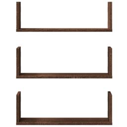 Berkfield Home Wall Shelves 3 pcs Brown Oak 58x18x18 cm Engineered Wood - Size: 58 x 18 x 18 cm - thumbnail 4