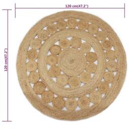 Berkfield Home Soft Area Rug Braided Design Jute 120 cm Round in Beige - Size: 100 cm diameter - thumbnail 6