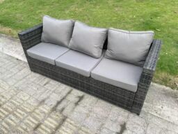 Fimous 8 Seater Outdoor Rattan Adjustable Rising Lifting Table Chairs in Dark Grey - thumbnail 4