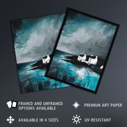 "Artery8 Coastal Cottages Oil Painting Grey Sky Scotland Wall Art Print - Size: W18"" x H24""" - thumbnail 2