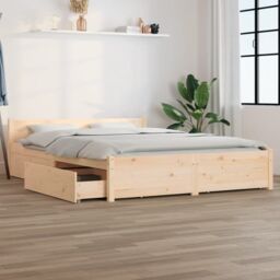 Berkfield Home Bed Frame with Drawers 120x200 cm in Brown - Size: Small Double
