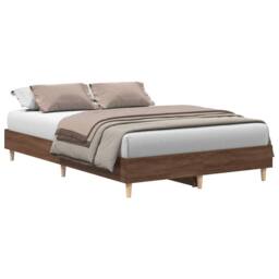 Berkfield Home Bed Frame No Mattress Brown Oak 135x190 cm Double Engineered Wood - thumbnail 1