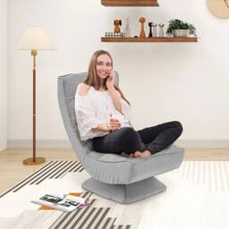 KORVIXA Folding Floor Gaming Chair Swivel Lounge Chair in Grey - Size: 100 cm - thumbnail 4