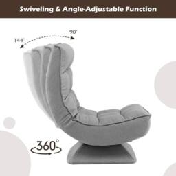 KORVIXA Folding Floor Gaming Chair Swivel Lounge Chair in Grey - Size: 100 cm - thumbnail 5