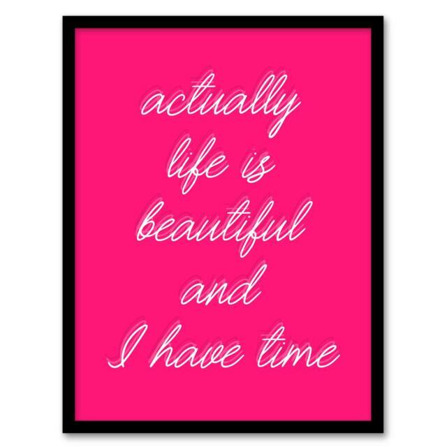 Artery8 Life Is Beautiful Hot Pink Simple Motivational Framed Wall Art Print - Size: A4 - image 1
