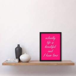 Artery8 Life Is Beautiful Hot Pink Simple Motivational Framed Wall Art Print - Size: A4 - thumbnail 4