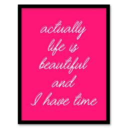 Artery8 Life Is Beautiful Hot Pink Simple Motivational Framed Wall Art Print - Size: A4 - thumbnail 1