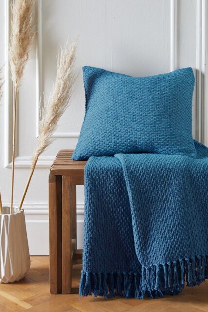 Drift Home 'Hayden' Textured Woven Throw in Teal - Size: 200 cm x 200 cm - image 1