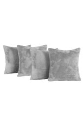 OHS 4 Pack of Waffle Fleece Square Cushion Covers in Charcoal - Size: 45 cm x 45 cm