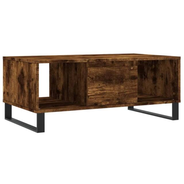 Berkfield Home Coffee Table Smoked Oak 90x50x36.5 cm Engineered Wood in Brown - image 1