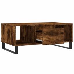 Berkfield Home Coffee Table Smoked Oak 90x50x36.5 cm Engineered Wood in Brown - thumbnail 6