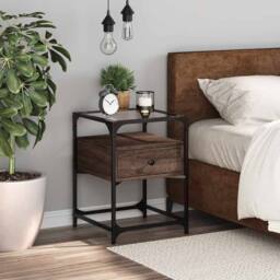 Berkfield Home Bedside Cabinet Brown Oak 40x40x55 cm Engineered Wood - Size: 40 x 40 x 55 cm - thumbnail 2