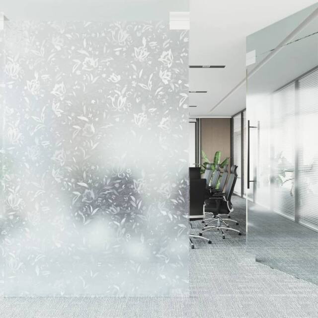 Berkfield Home Decorative Window Film Frosted Flowers Pattern 45x500 cm PVC in White - image 1