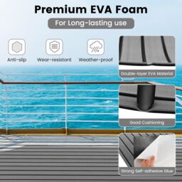Costway Boat Flooring EVA Foam Decking Non-Slip & Self-Adhesive Decking Sheet in Grey - Size: 100 cm x 240 cm - thumbnail 2