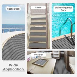 Costway Boat Flooring EVA Foam Decking Non-Slip & Self-Adhesive Decking Sheet in Grey - Size: 100 cm x 240 cm - thumbnail 5