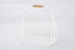 simpa 6 Bottle Metal Carrier Holder Caddy with Handle in White - thumbnail 2