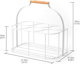 simpa 6 Bottle Metal Carrier Holder Caddy with Handle in White - thumbnail 3