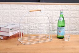 simpa 6 Bottle Metal Carrier Holder Caddy with Handle in White - thumbnail 4