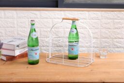 simpa 6 Bottle Metal Carrier Holder Caddy with Handle in White - thumbnail 5