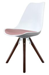 Fusion Living Soho Plastic Dining Chair with Pyramid Dark Wood Legs in Dusty Pink - thumbnail 2