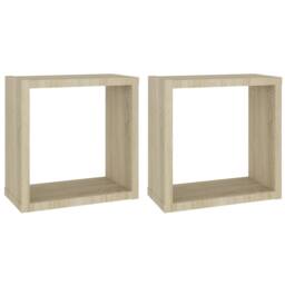 Berkfield Home Wall Cube Shelves 2 pcs Sonoma Oak 30x15x30 cm in Brown - Size: 30 x 15 x 30 cm - thumbnail 1