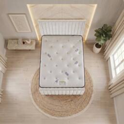 "Somnior Eleanor Velvet Divan Bed Mattress 4 Draw 54"" Headboard 22"" Footboard in White - Size: Small Double" - thumbnail 7