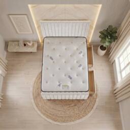 "Somnior Eleanor Velvet Divan Bed Mattress 4 Draw 54"" Headboard 22"" Footboard in White - Size: Small Double" - thumbnail 6
